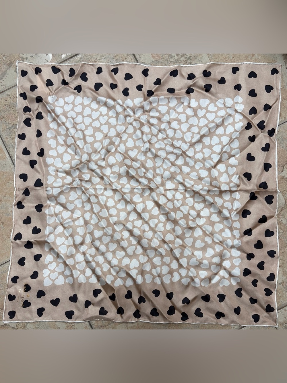 Kate Spade New York Heart-Printed Square Silk Scarf.